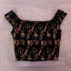 Black Floral Hollister Crop top